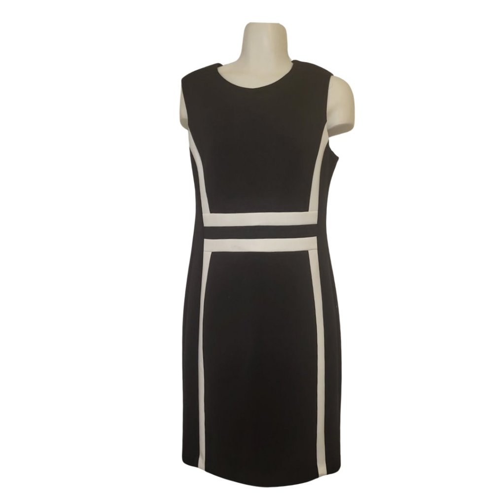 Scuba Sheath Black & White Sleeveless Casual/Party Dress